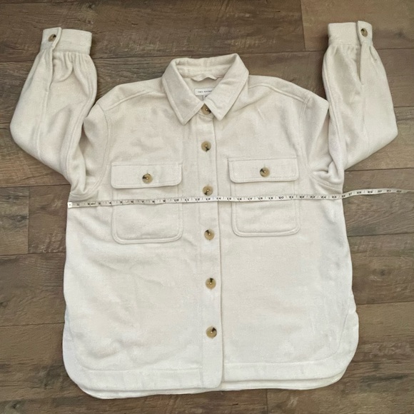 Free Assembly Women's Button Up Shirt Jacket Cream Recycled Wool Blend Size XXL - Picture 3 of 6